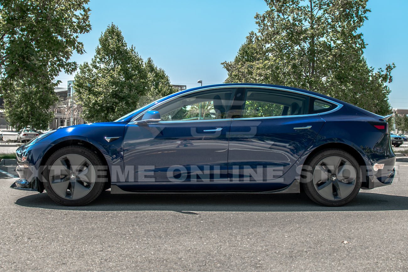 Tesla Model 3 Performance Style Gloss Black Front Splitter Side Skirts Kit 2017-2023