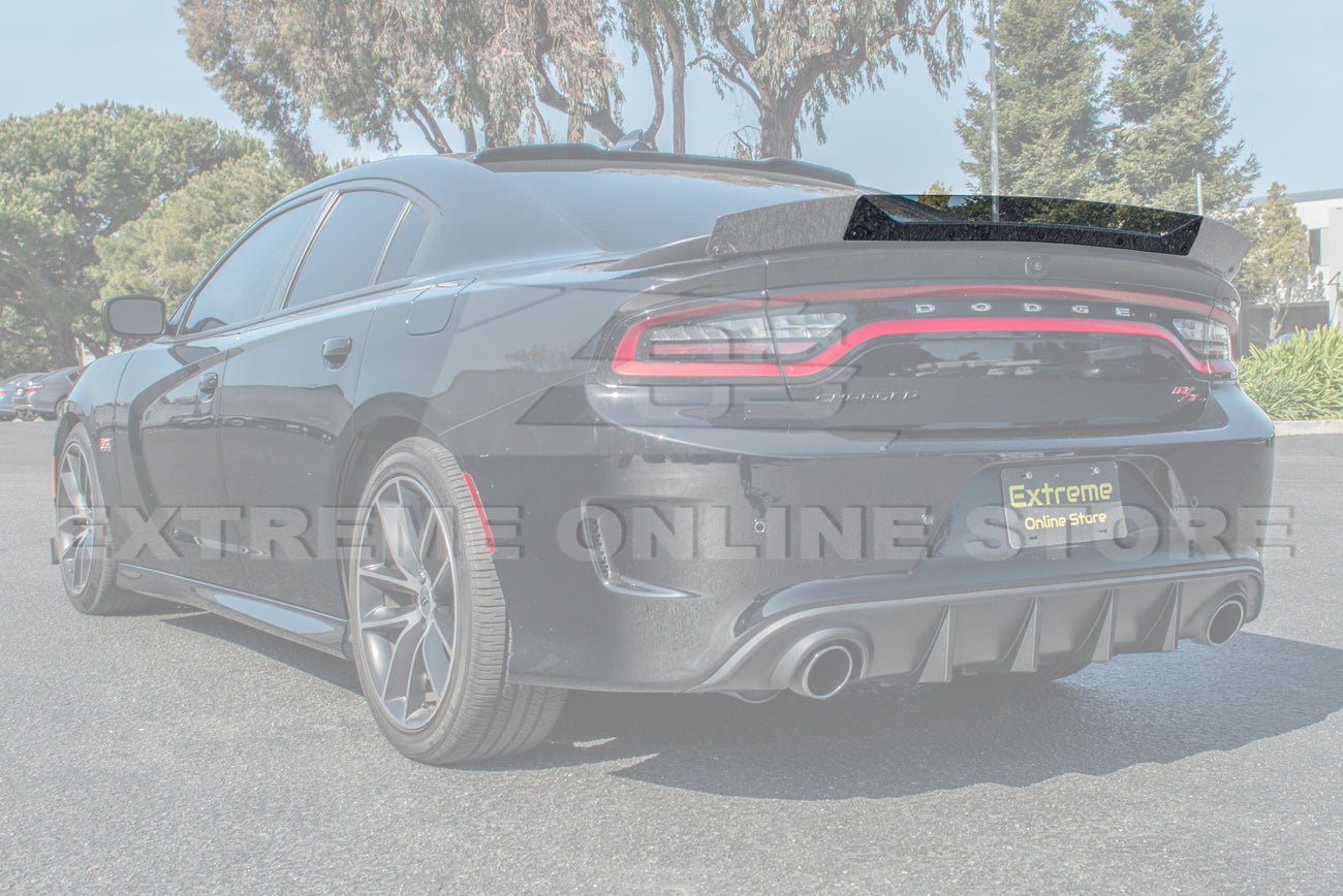 Dodge Charger LD SRT8 Style Wickerbill Rear Spoiler Flap Insert Smoke / Clear 2015-Up