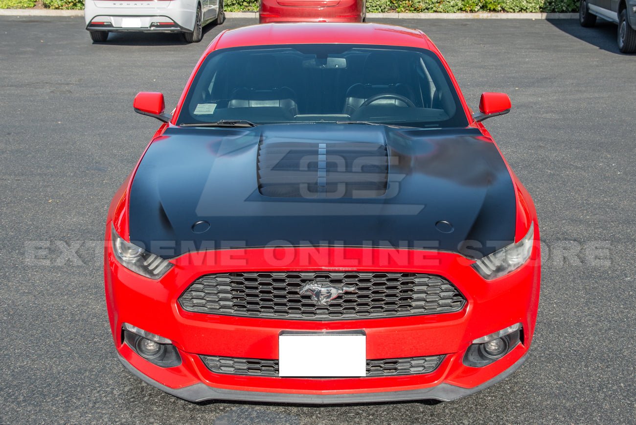 Ford Mustang S550 GT500 Style Primed Black Aluminum Front Hood 2015-2023