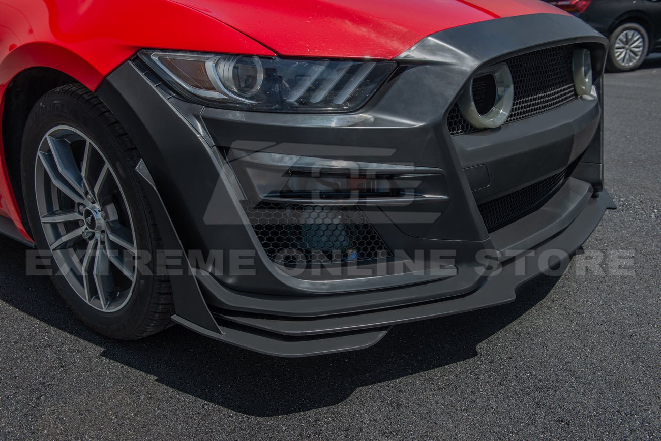 Ford Mustang S550 GT500 Style Primed Black Front Bumper Kit with LED Grille 2015-2017