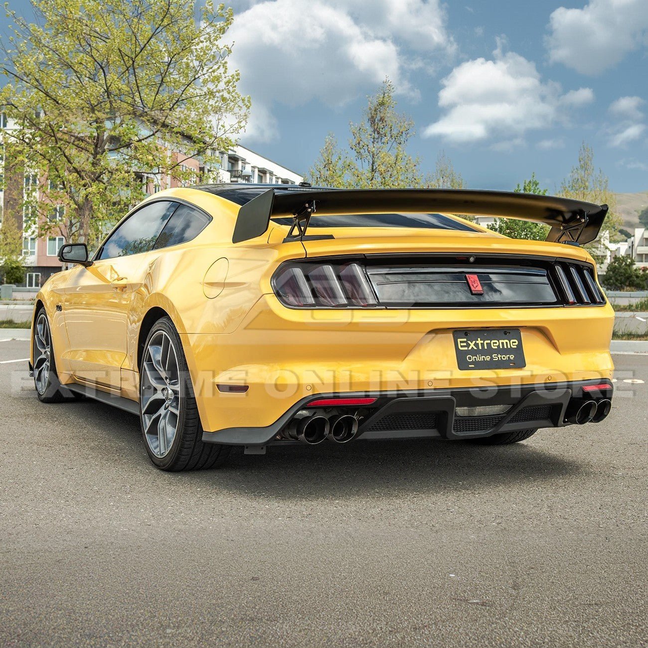 Ford Mustang S550 GT500 Track Pack Style Dry Carbon Fiber Rear High Wing Spoiler 2015-2023
