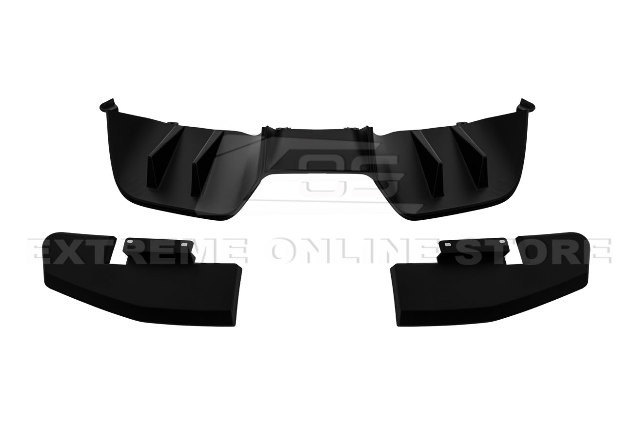 Ford Mustang S550 RTR Style Matte Black Rear Bumper 3 Piece Diffuser 2015-2017