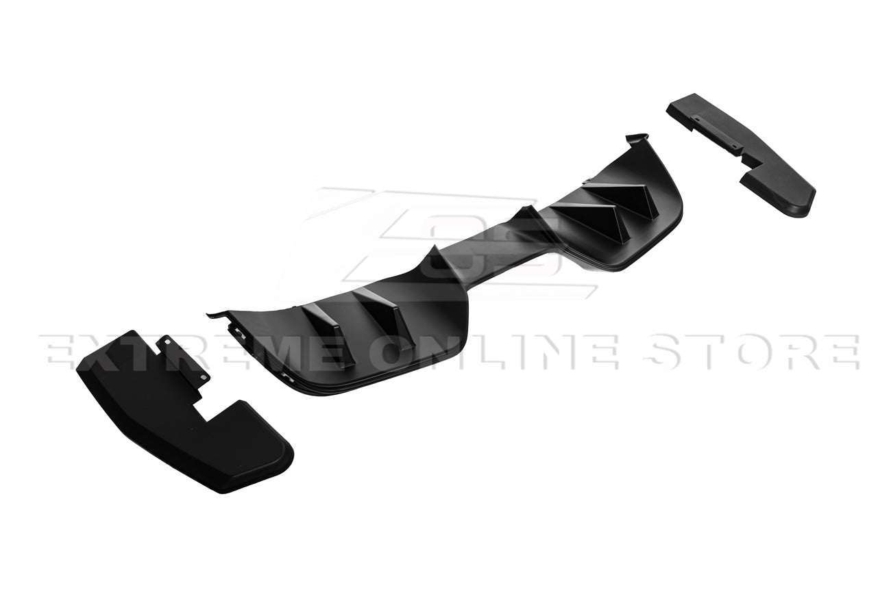 Ford Mustang S550 RTR Style Matte Black Rear Bumper 3 Piece Diffuser 2015-2017