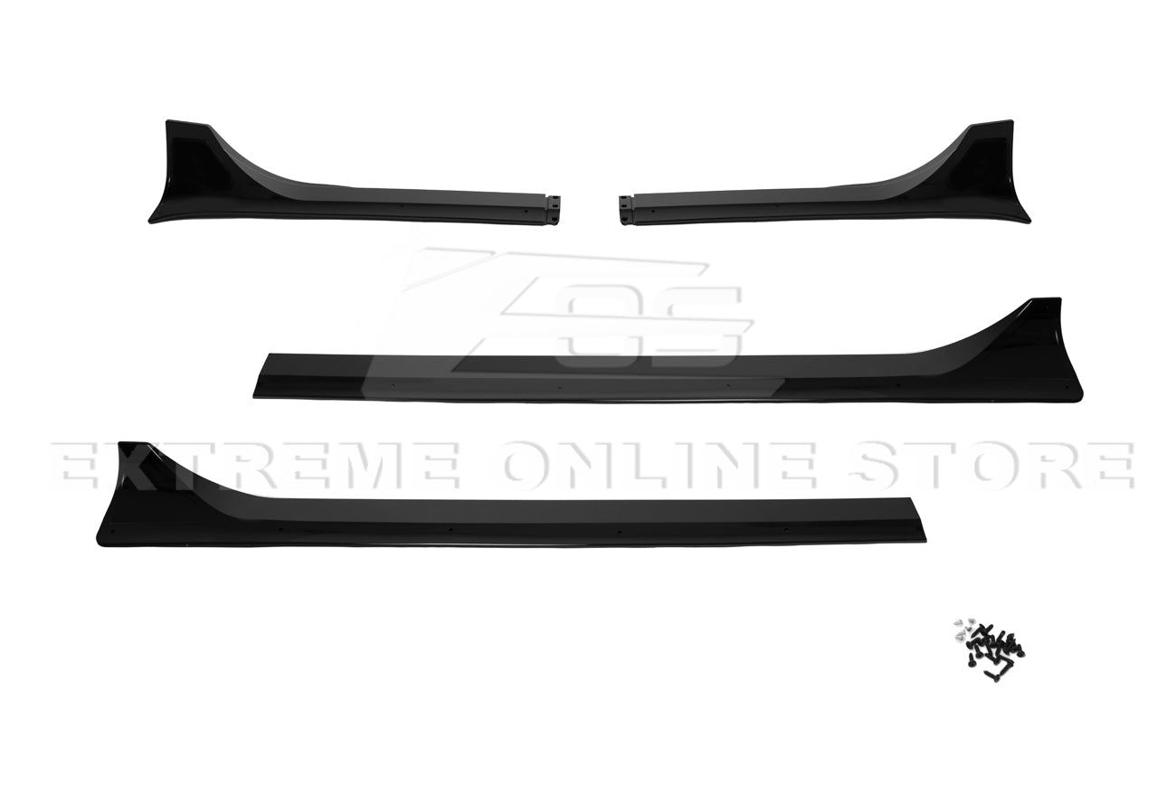 Tesla Model Y Performance Style Gloss Black Front Splitter Lip Side Skirts Kit 2020-2024
