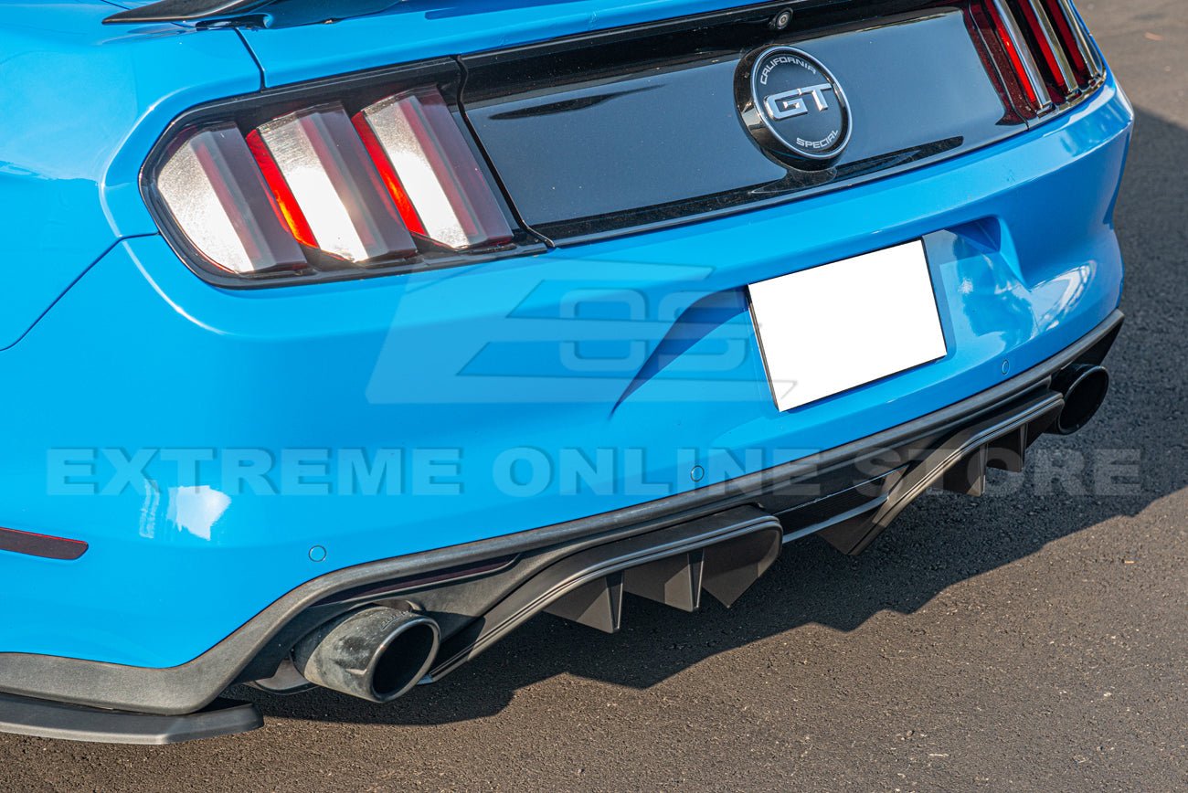 Ford Mustang S550 RTR Style Matte Black Rear Bumper 3 Piece Diffuser 2015-2017