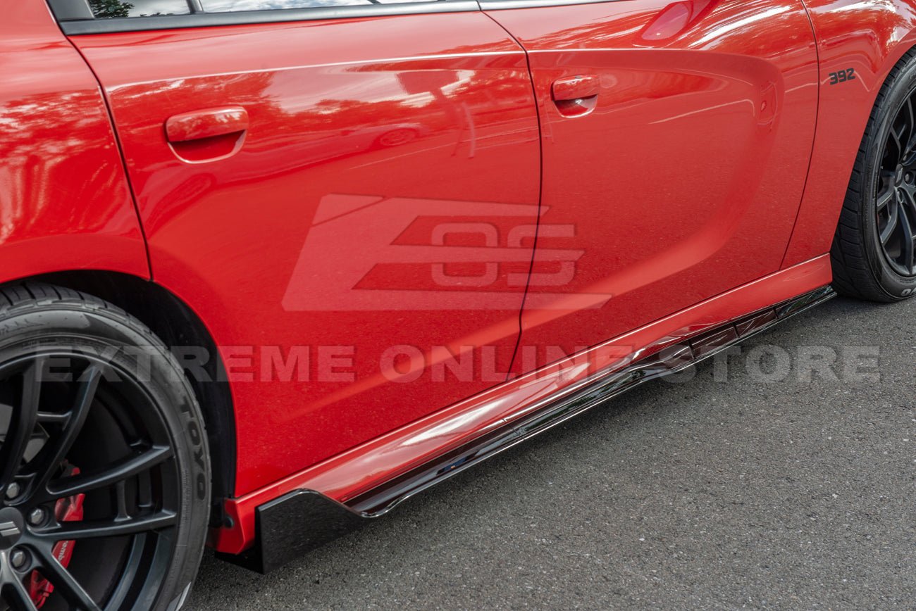 Dodge Charger LD SRT Performance Style Gloss Black Front Splitter Side Skirts Kit 2015-Up