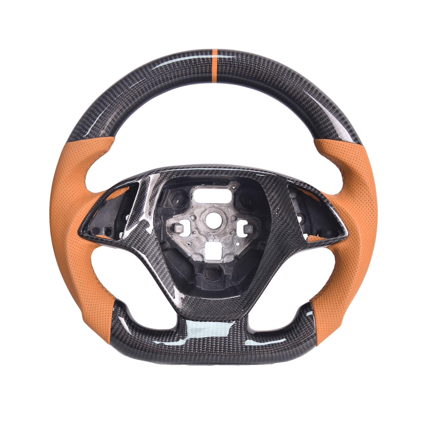 Chevrolet Corvette C7 Carbon Fiber Steering Wheel Brown Leather Orange Stitching 2014-2019