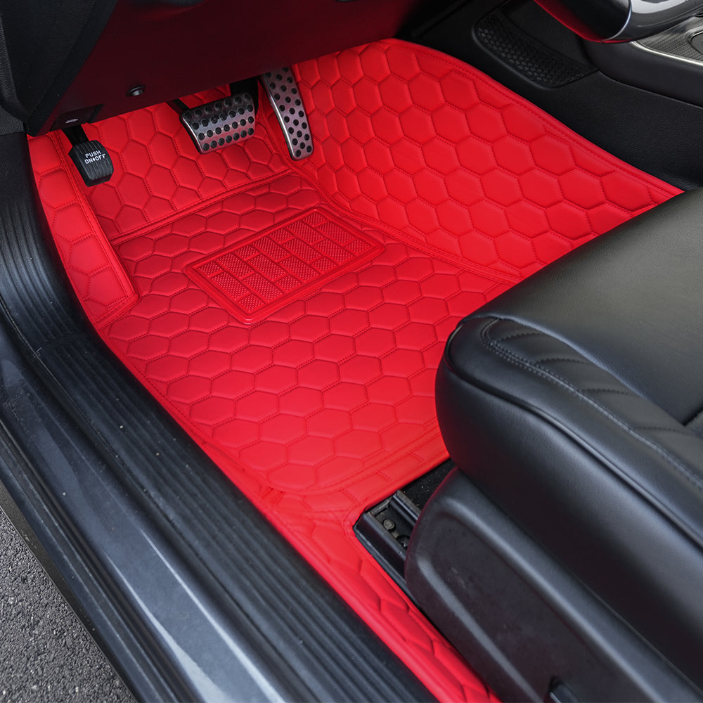 2015 - 2025 Dodge Challenger Honeycomb Leather Floor Mat