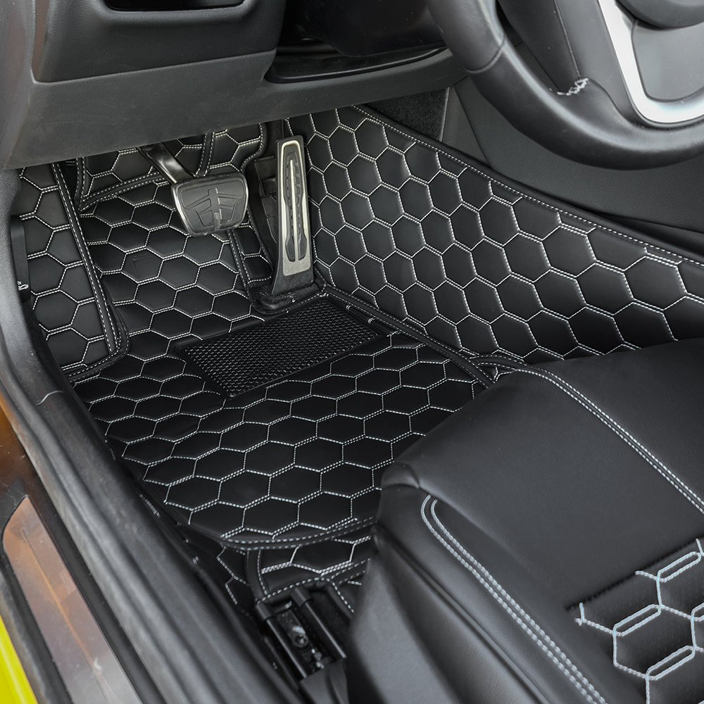 2020-toyota-supra-honeycomb-leather-floor-matBlack W/ White Stitching