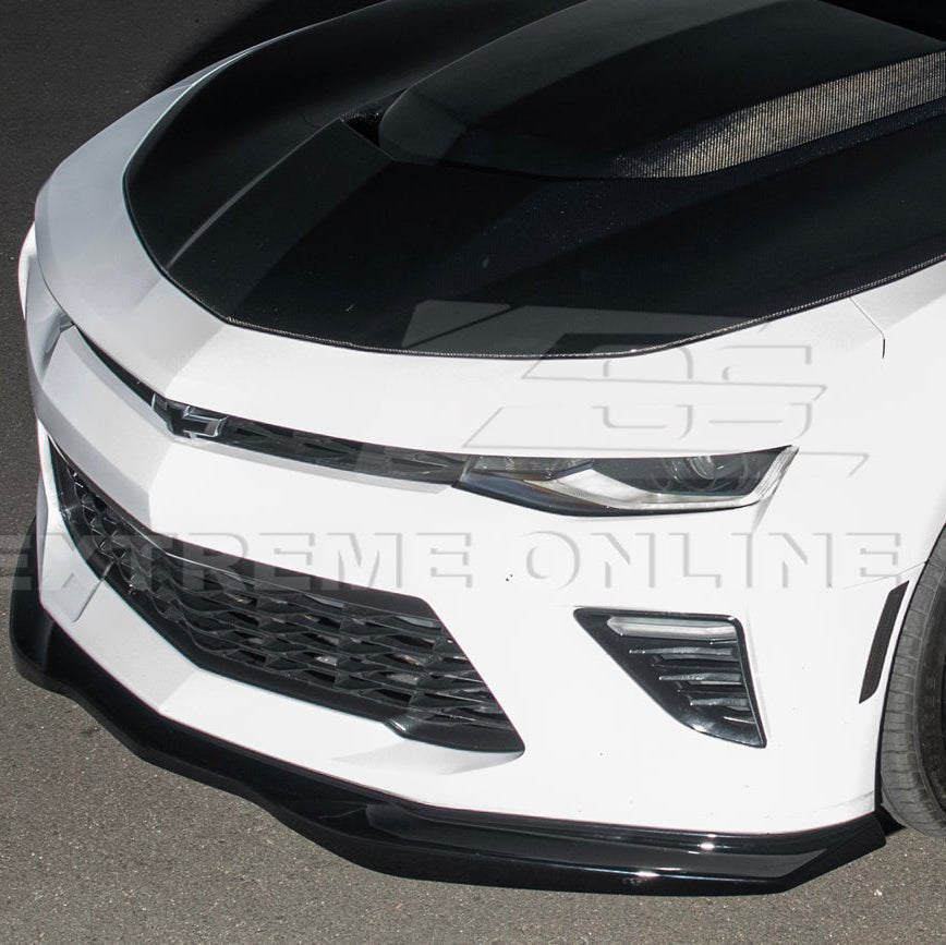 Chevrolet Camaro 6th Gen T6 Style Gloss Black Carbon Fiber Front Lip Splitter Side Skirts Kit 2019-2024