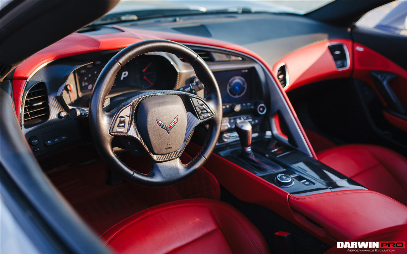 2013 - 2019 Corvette C7 Z06 Grandsport Dry Carbon Fiber Interior Steering Wheel Cover Trim