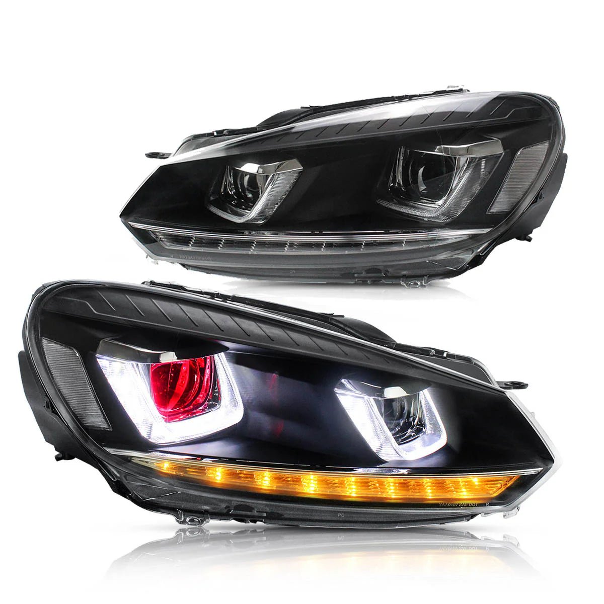 2008-2014 VW Golf Mk6 GTI Style LED Headlights (Halogen Models)