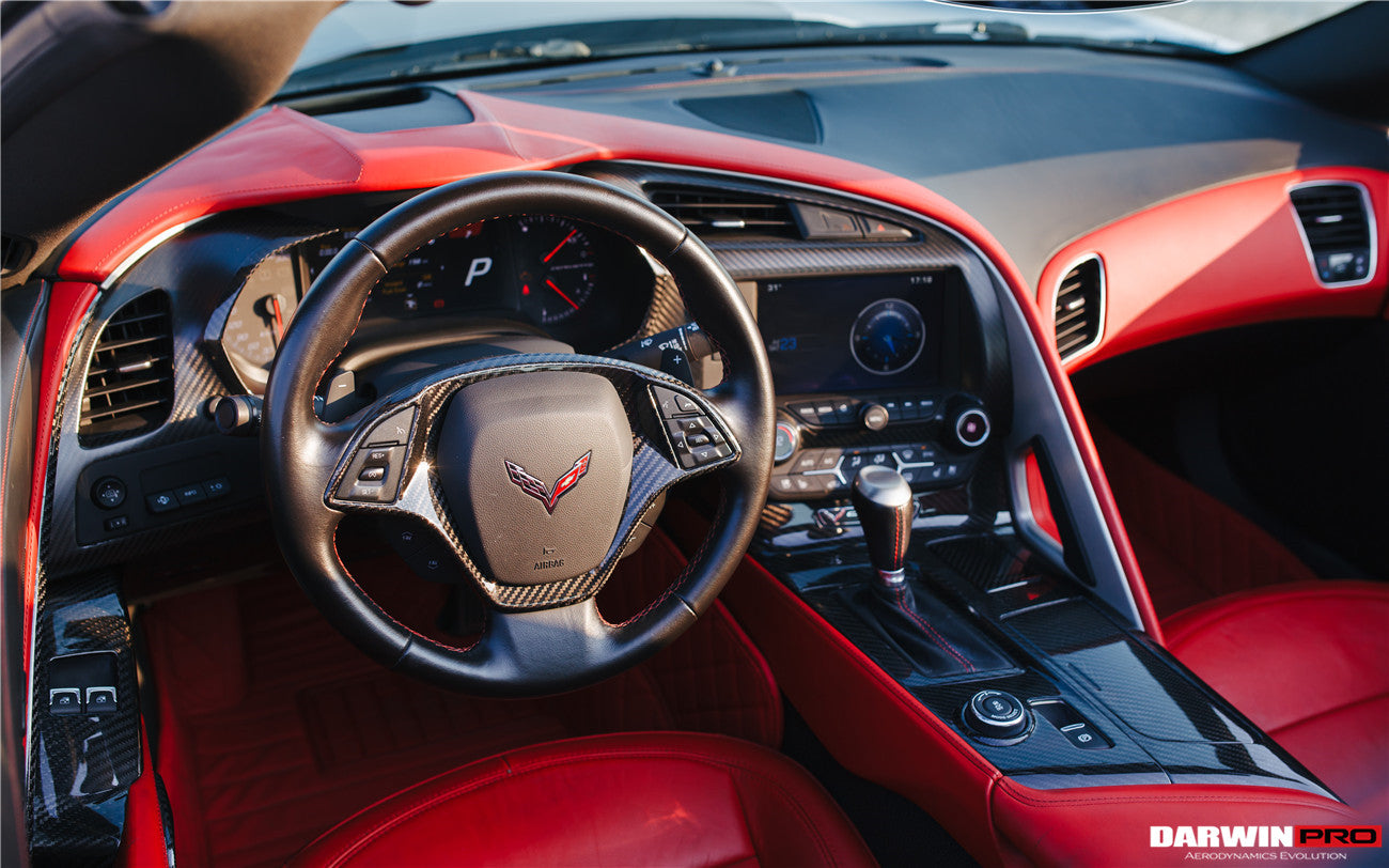 2013 - 2019 Corvette C7 Z06 Grandsport Dry Carbon Fiber Interior Steering Wheel Cover Trim