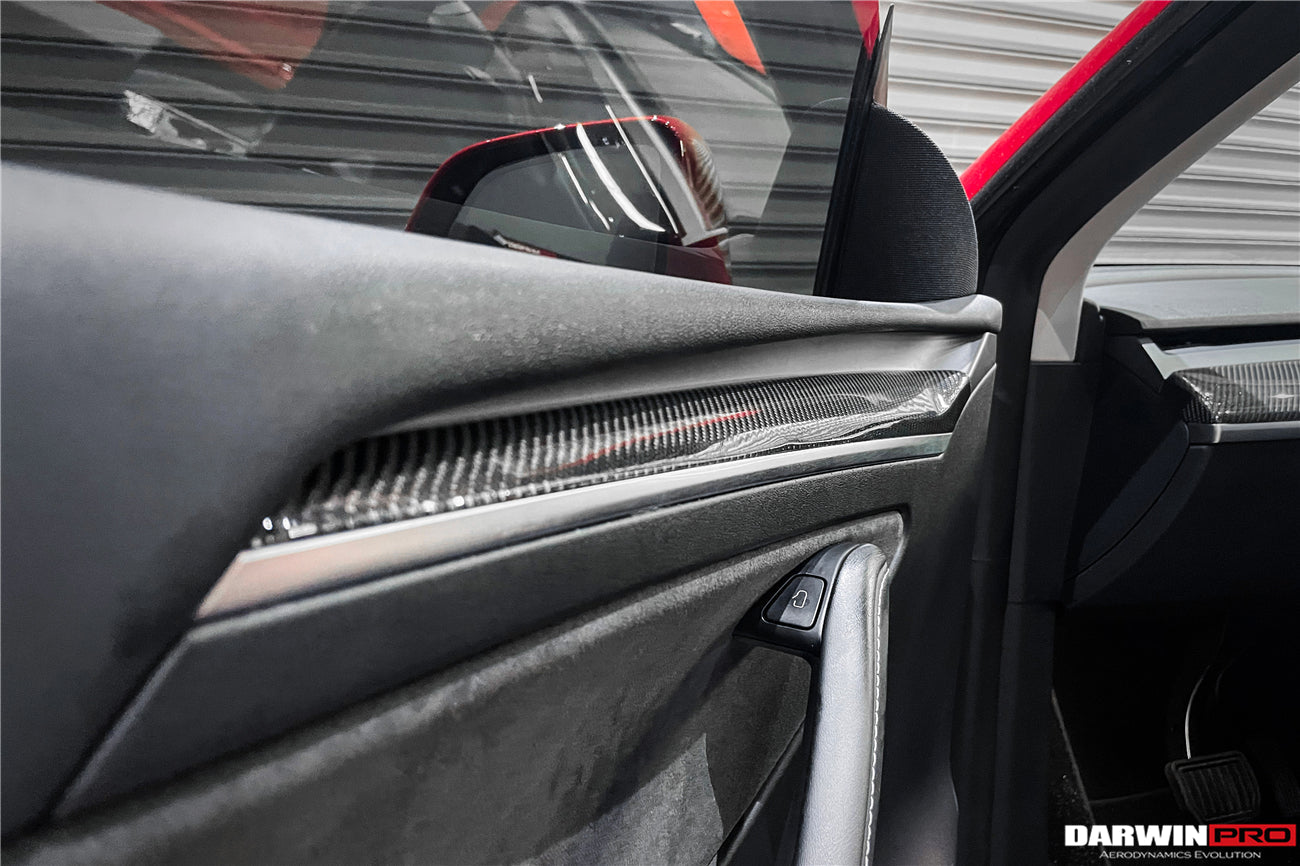 2020 - 2023 Tesla Model 3/Y OEM Style Autoclave Carbon Fiber Door Trim Interior Replacement