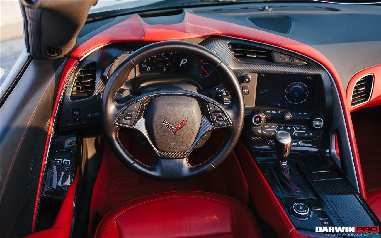 2013 - 2019 Corvette C7 Z06 Grandsport Dry Carbon Fiber Interior Outside Gears Panel Protective Cover Trim