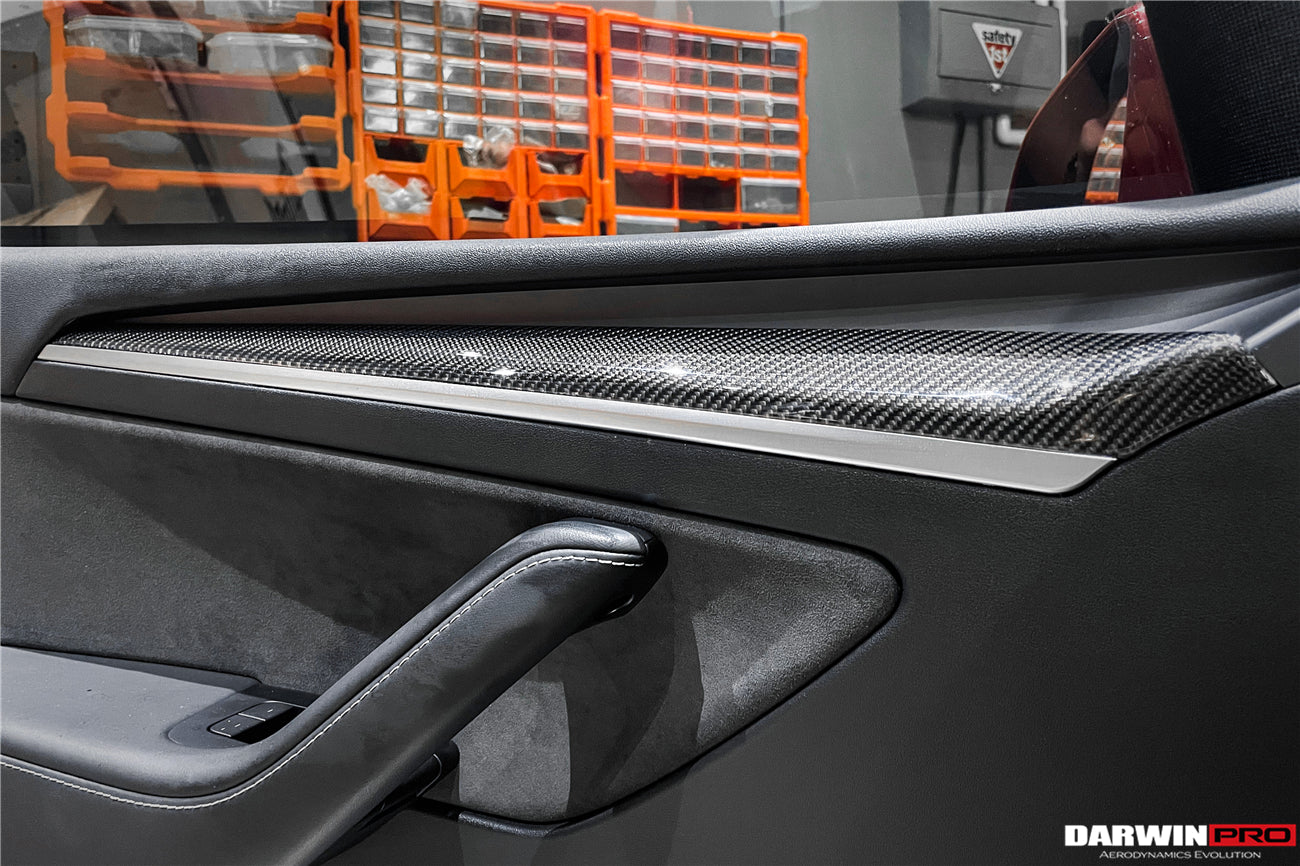 2020 - 2023 Tesla Model 3/Y OEM Style Autoclave Carbon Fiber Door Trim Interior Replacement