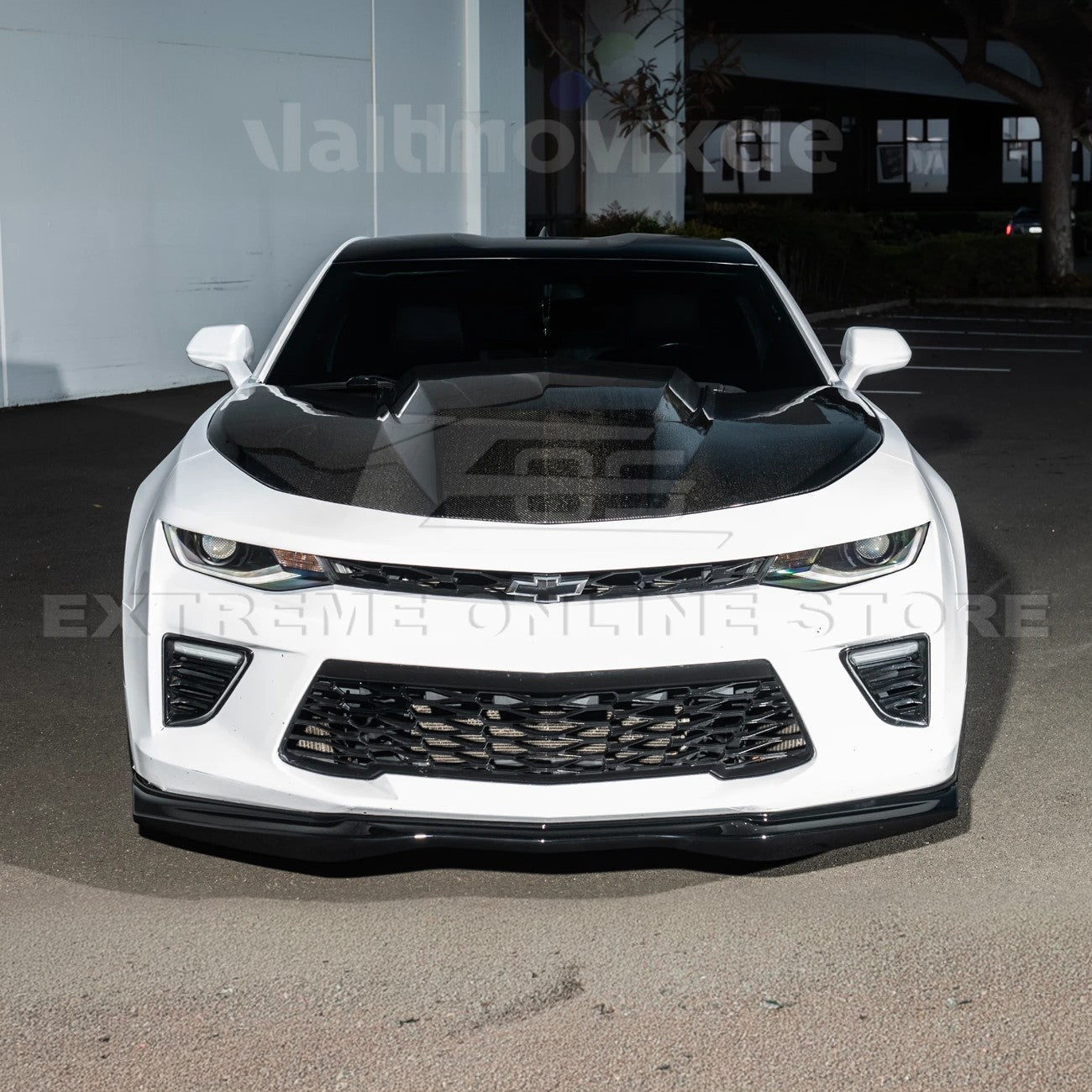 Chevrolet Camaro 6th Gen T6 Style Gloss Black Carbon Fiber Front Lip Splitter Side Skirts Kit 2019-2024