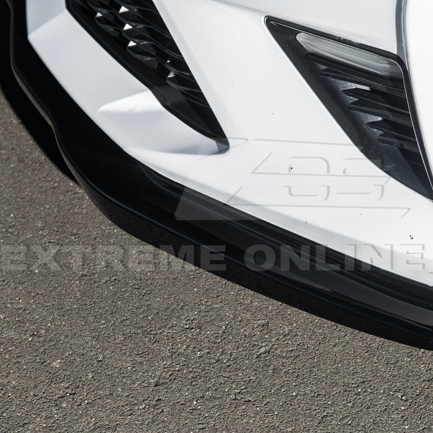 Chevrolet Camaro 6th Gen T6 Style Gloss Black Carbon Fiber Front Lip Splitter Side Skirts Kit 2019-2024
