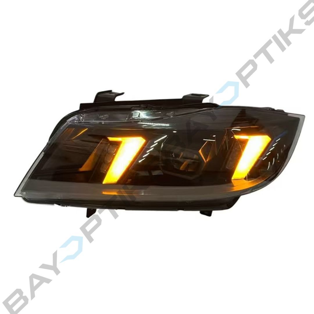 BMW E90 3 Series Snake Eyes Yellow White Amber Tri-Color LED Headlights 2005-2012