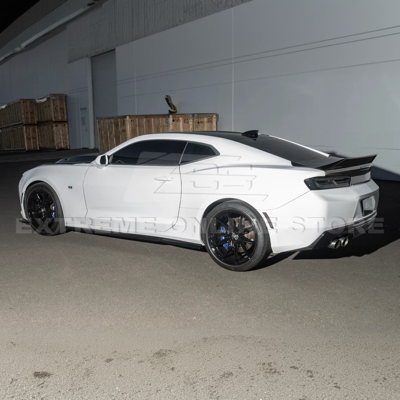 Chevrolet Camaro 6th Gen T6 Style Gloss Black Carbon Fiber Front Lip Splitter Side Skirts Kit 2019-2024