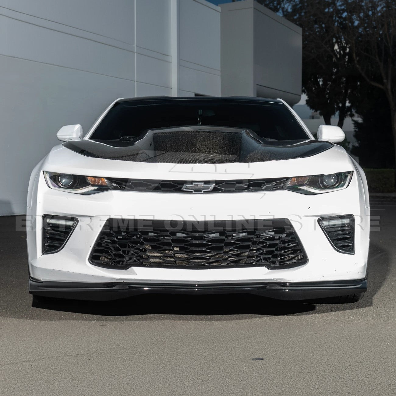 Chevrolet Camaro 6th Gen T6 Style Gloss Black Carbon Fiber Front Lip Splitter Side Skirts Kit 2019-2024