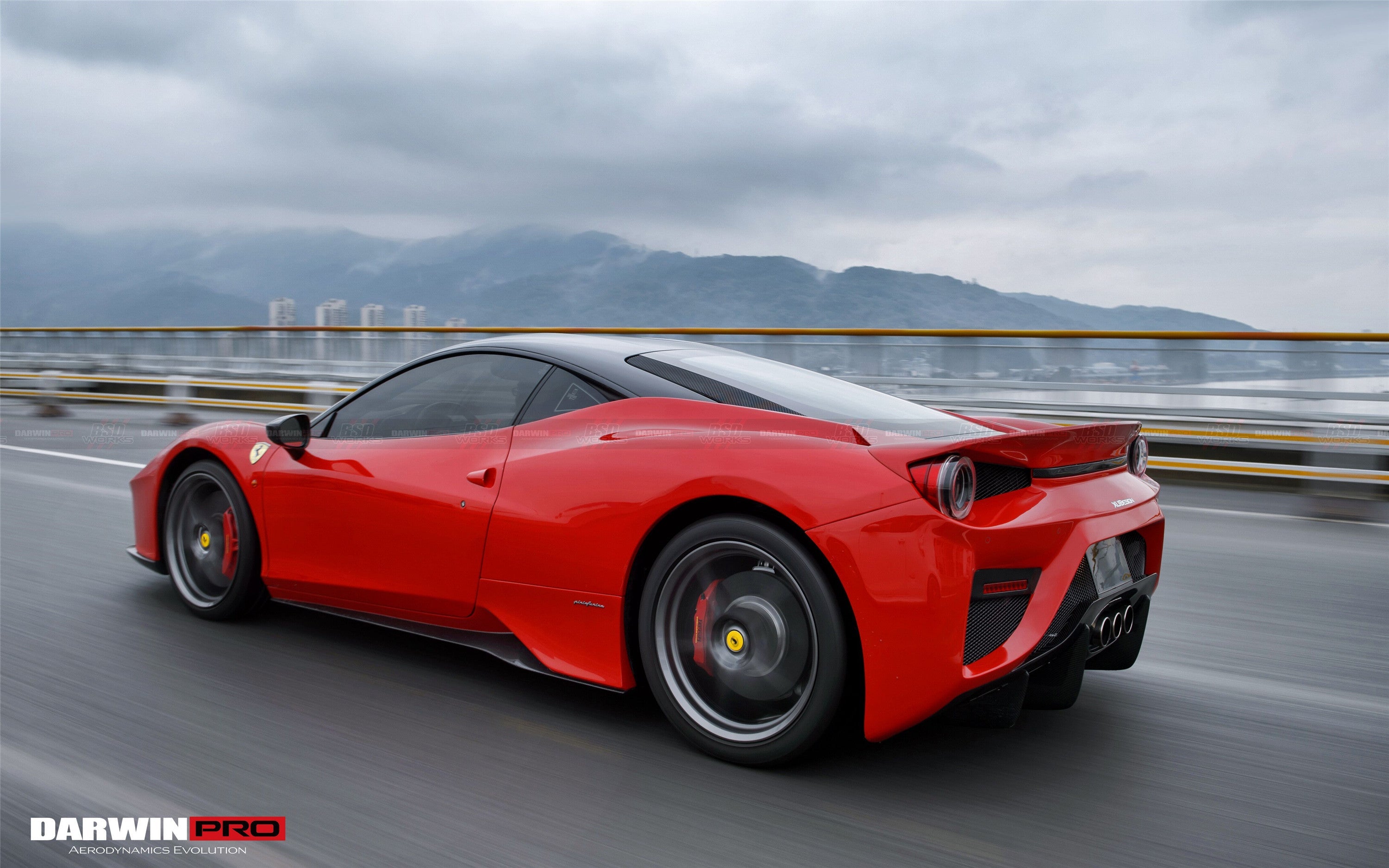 2010-2015 Ferrari 458 Coupe BKSS Style Partial Carbon Fiber Rear Bumper And Carbon Fiber Trunk With Tail Light Cover