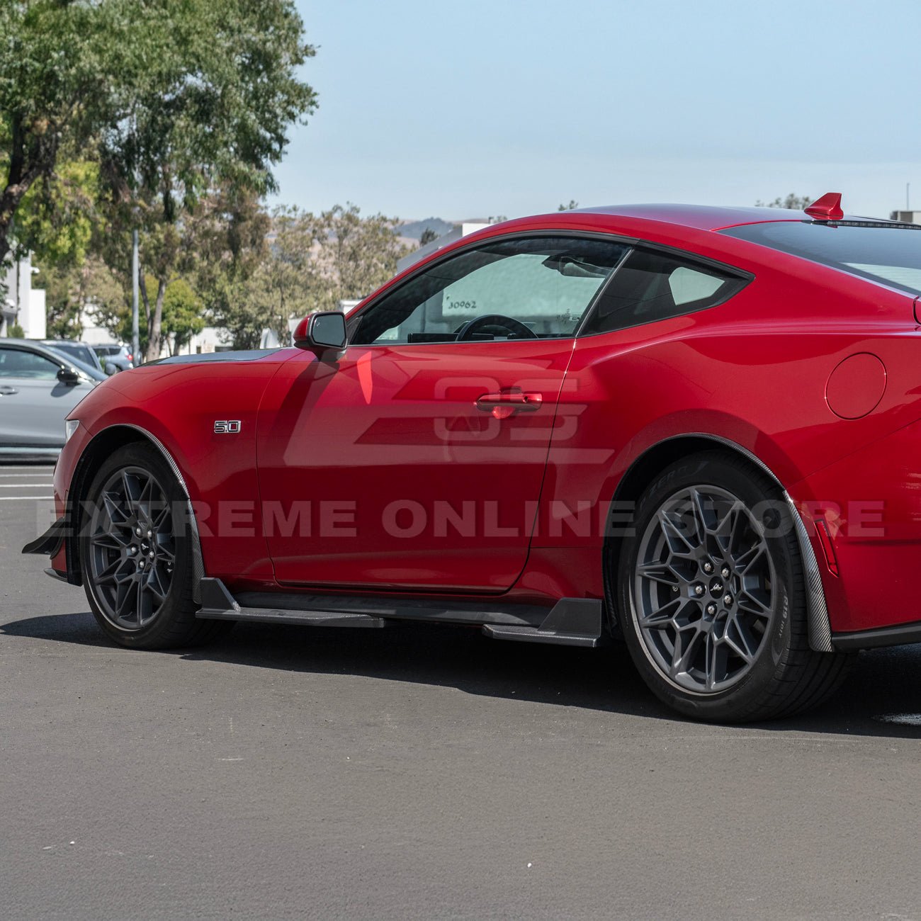 Ford Mustang S650 Dry Carbon Fiber XL Extended Fender Flares Mud Flap Kit 2024-Up
