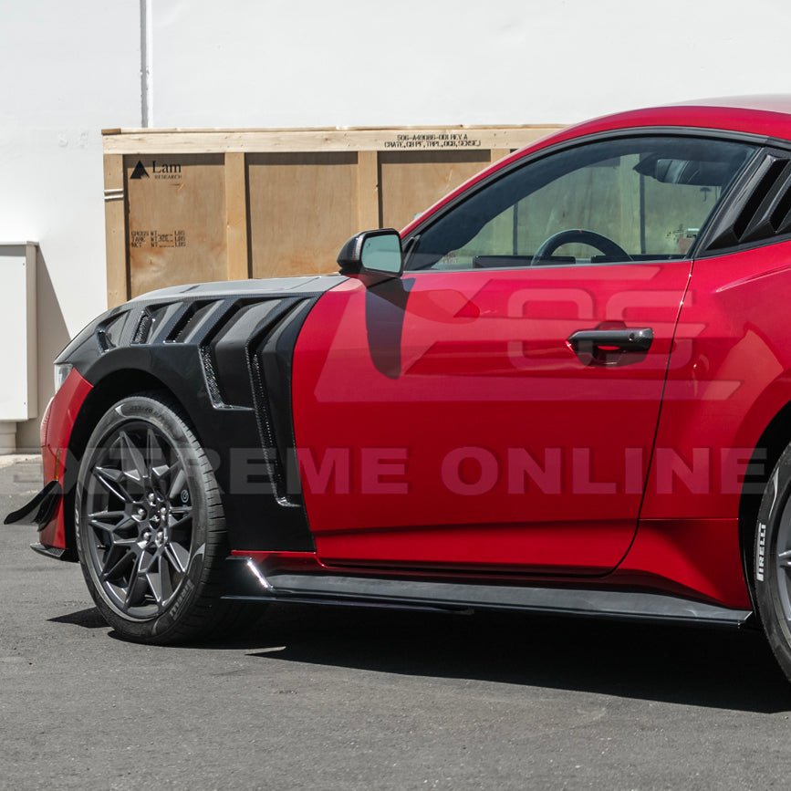 Ford Mustang S650 GT500 Style Gloss Black Add-On Side Skirts Extension 2024-Up