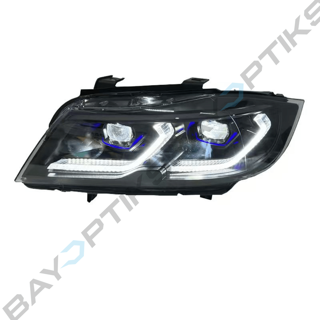 BMW 3 Series E90 Black Shadow Sedan Laser Style Yellow White Amber LED Headlights 2005-2012
