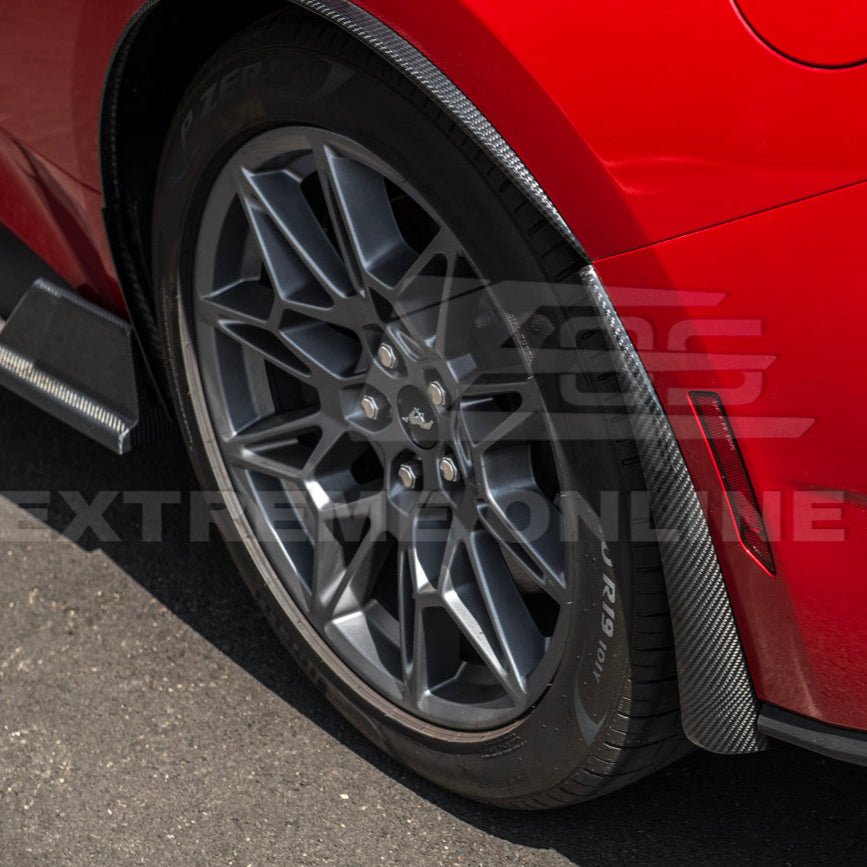 Ford Mustang S650 Dry Carbon Fiber XL Extended Fender Flares Mud Flap Kit 2024-Up