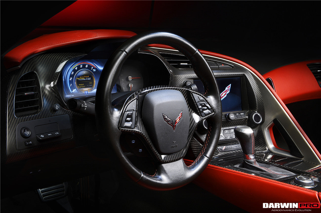 2013 - 2019 Corvette C7 Z06 Grandsport Dry Carbon Fiber Interior Steering Wheel Cover Trim
