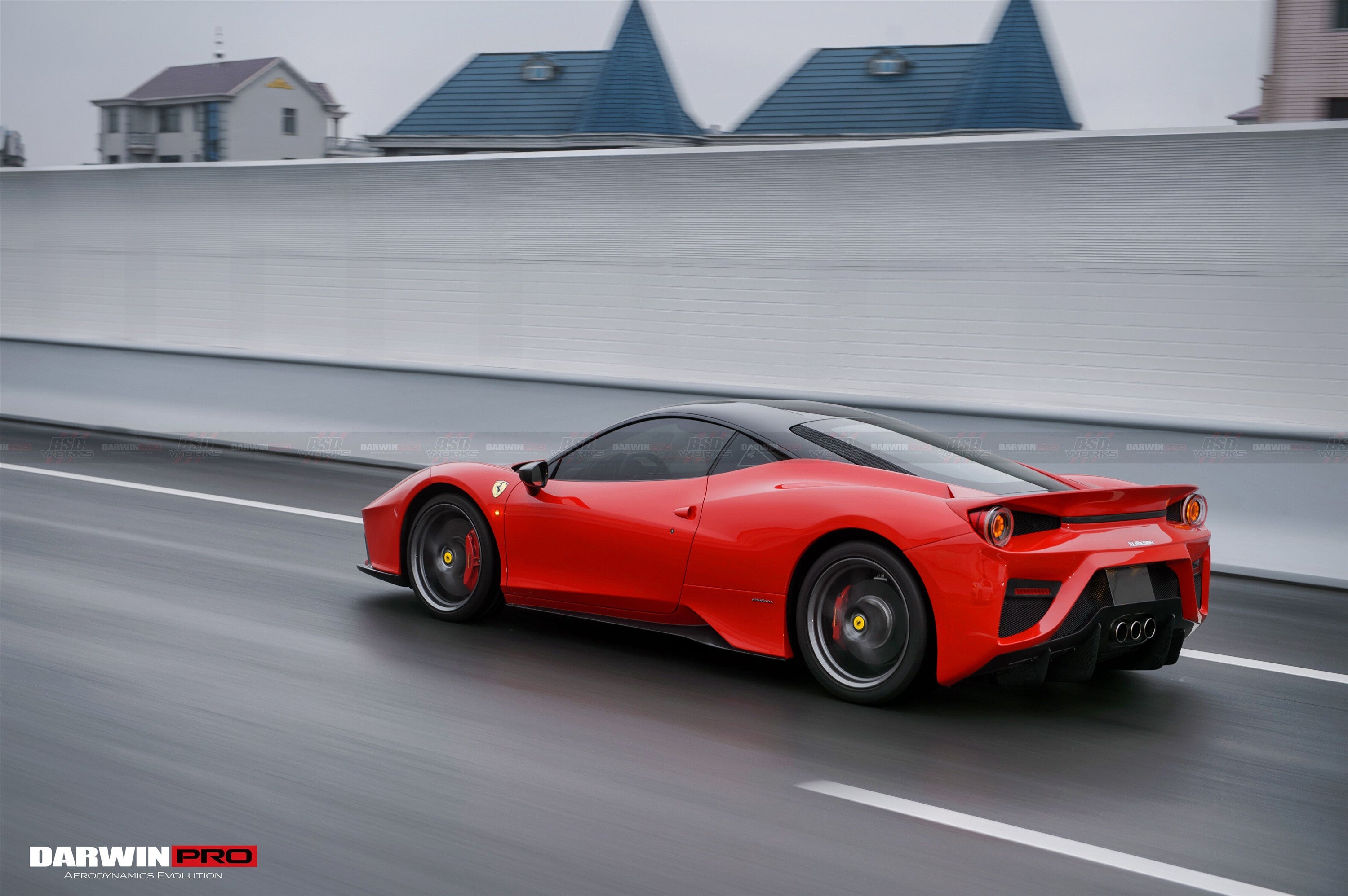 2010-2015 Ferrari 458 Coupe BKSS Style Partial Carbon Fiber Rear Bumper And Carbon Fiber Trunk With Tail Light Cover
