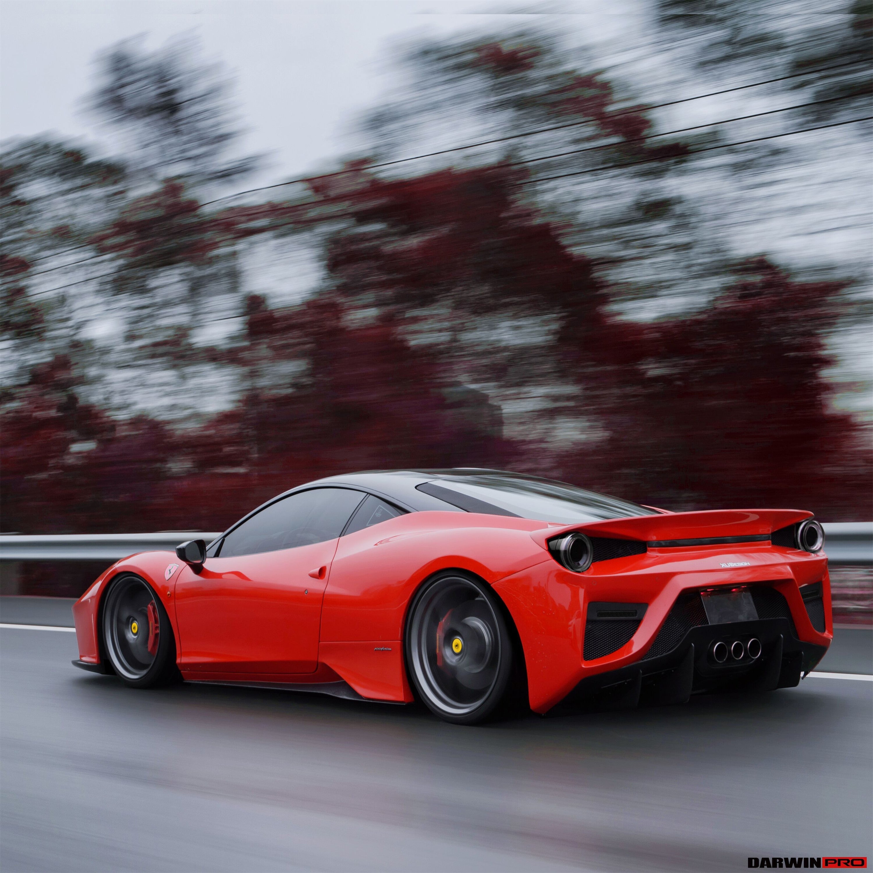 2010-2015 Ferrari 458 Coupe BKSS Style Partial Carbon Fiber Rear Bumper And Carbon Fiber Trunk With Tail Light Cover
