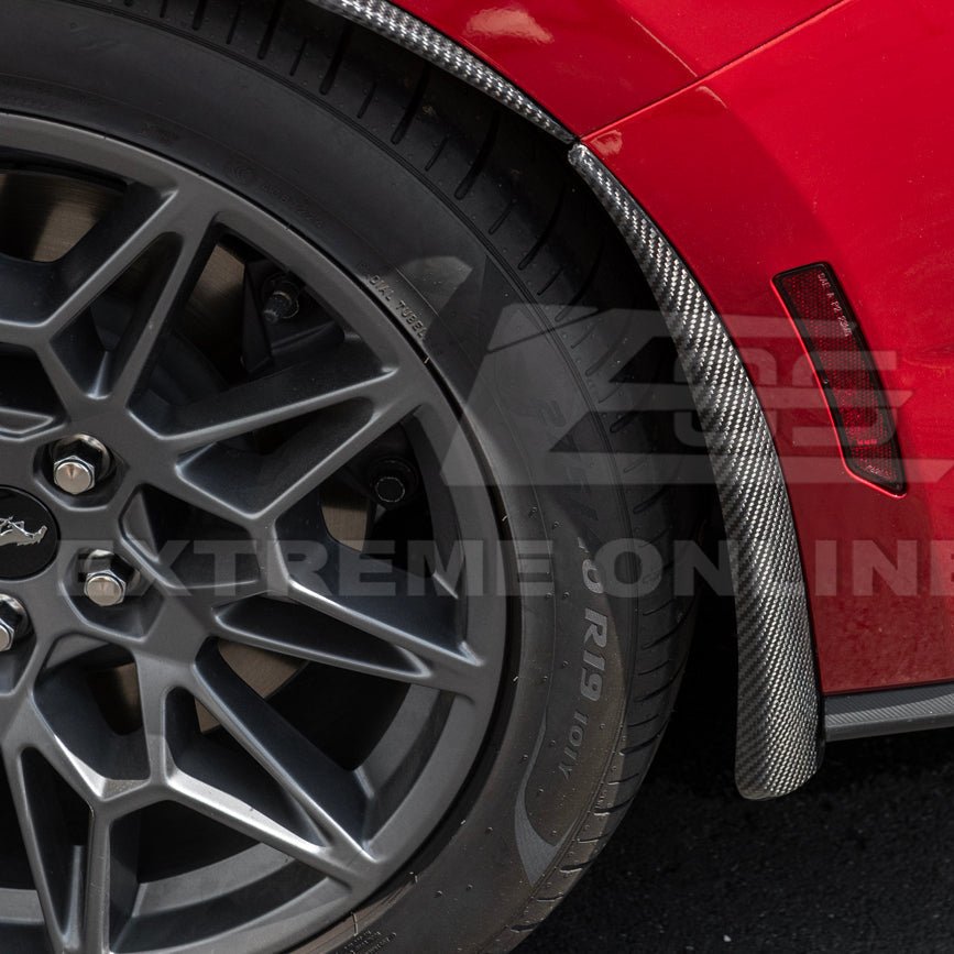 Ford Mustang S650 Dry Carbon Fiber XL Extended Fender Flares Mud Flap Kit 2024-Up