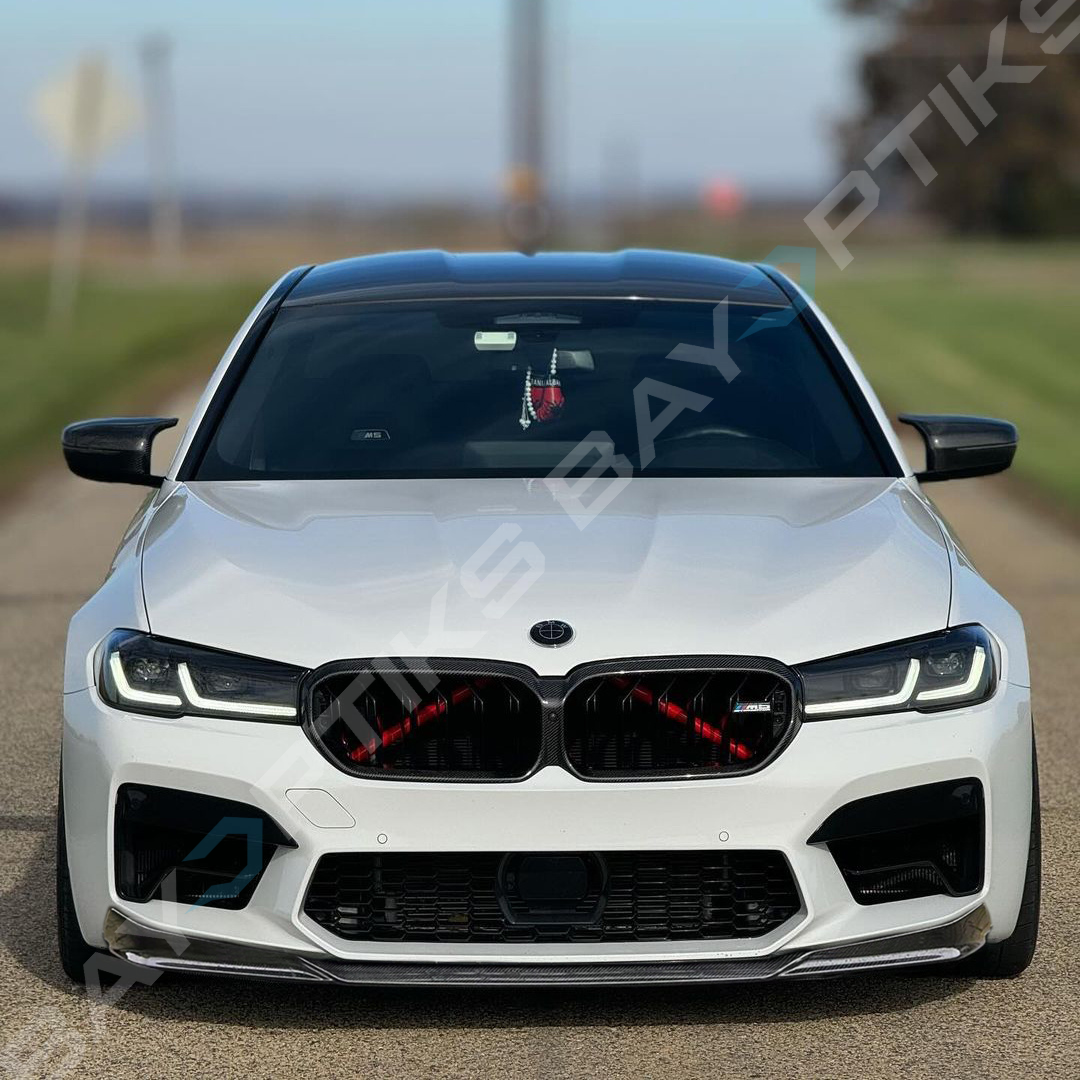 BMW M5 F90 LCI CS Style Real Carbon Fiber Front Bumper Lip Splitter 2021-2023