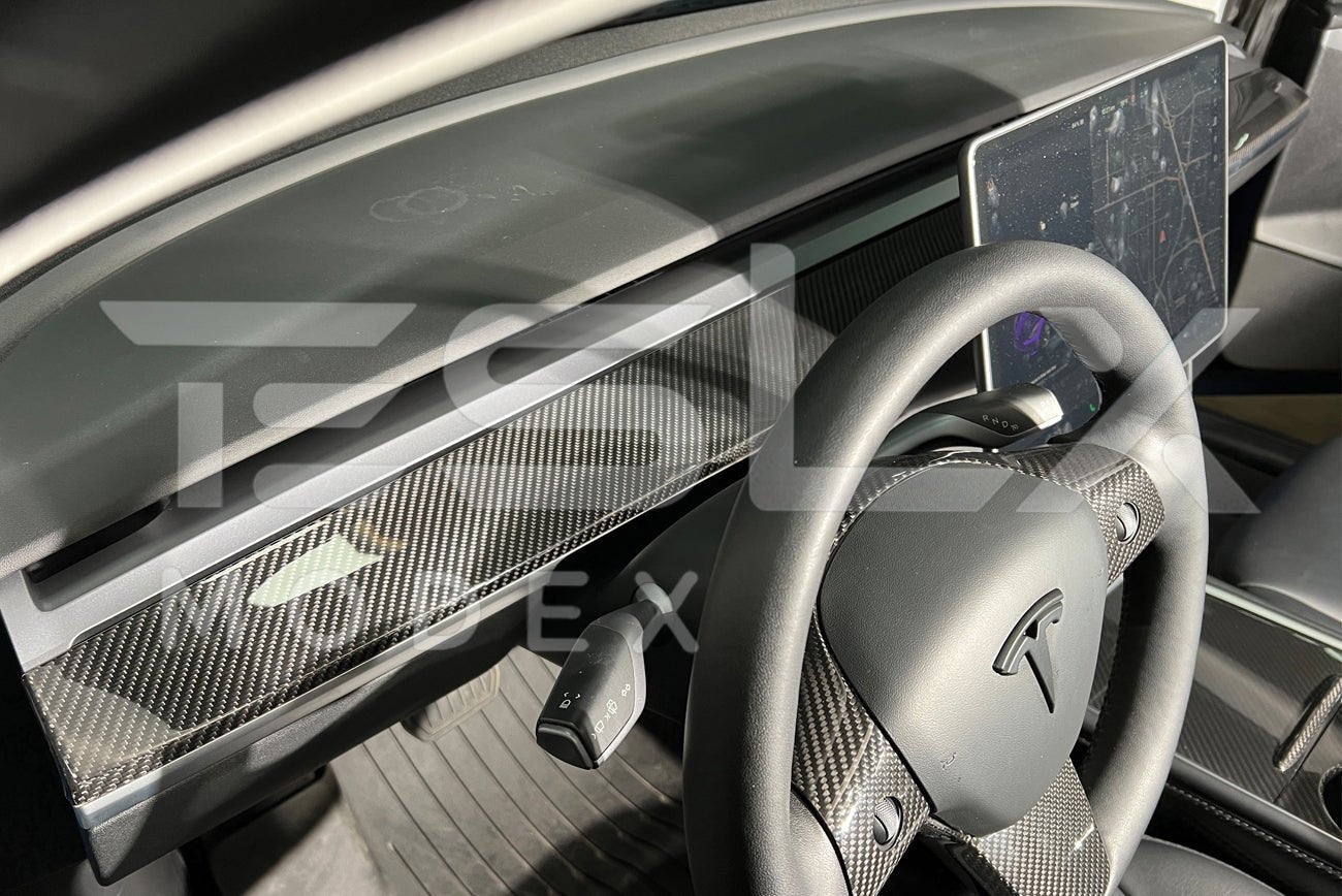 Tesla Model 3 Model Y Carbon Fiber Interior Instrument Trim Cover 2017-2024