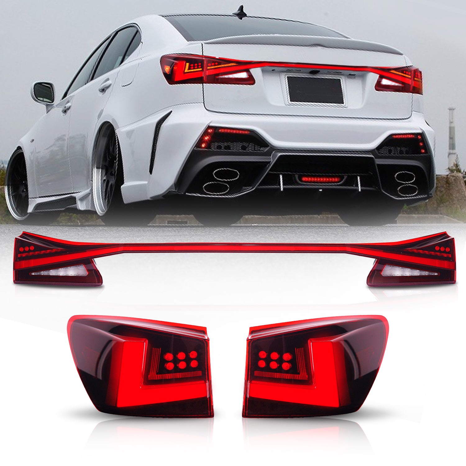 Lexus IS250 Red Sequential Taillight with Middle 2006 - 2012