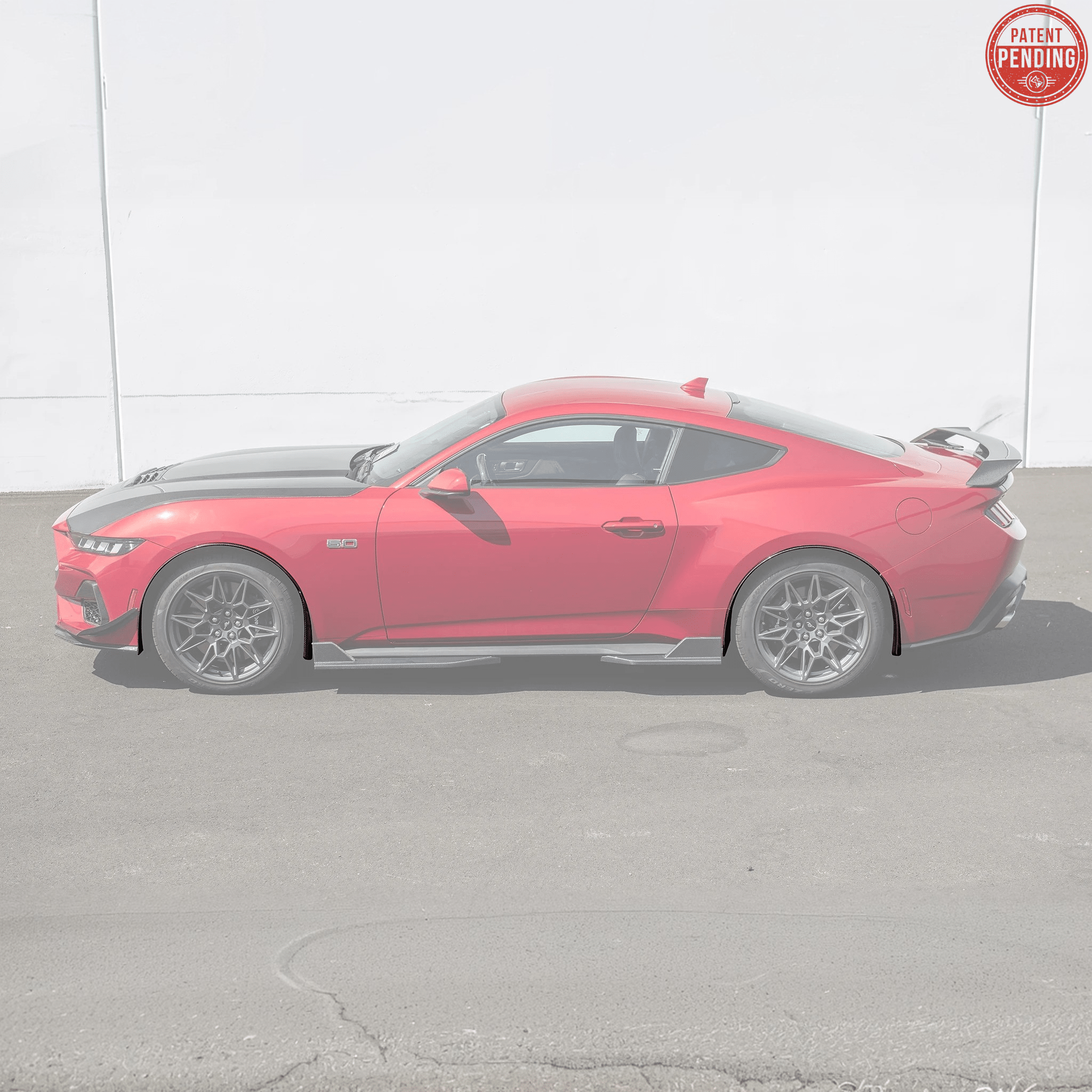 Ford Mustang S650 Dry Carbon Fiber XL Extended Fender Flares Mud Flap Kit 2024-Up