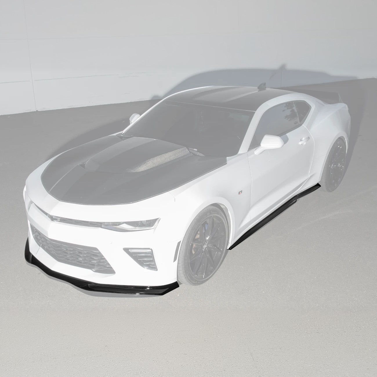 Chevrolet Camaro 6th Gen T6 Style Gloss Black Carbon Fiber Front Lip Splitter Side Skirts Kit 2019-2024