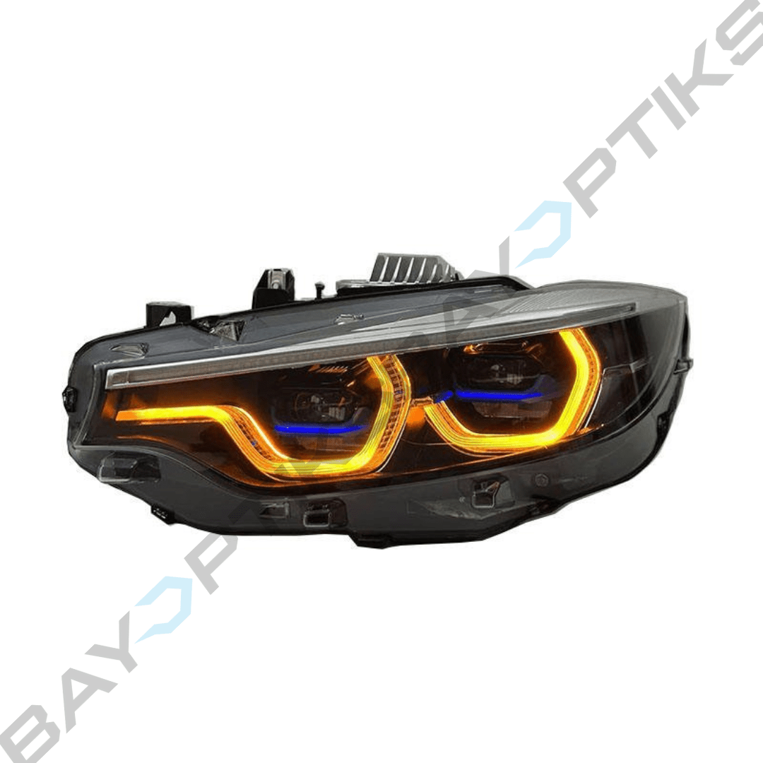 BMW F8X F80 M3 F82 M4 Dual Projector Ikon Style Tri Color CSL Yellow/White/Amber Headlights 2014 - 2020
