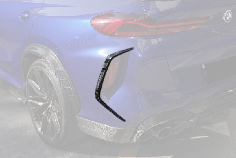 2020-2025 BMW X6M F96 & G06 X6  AD Style Dry Carbon Fiber Rear Bumper Vent Trims - Carbonado