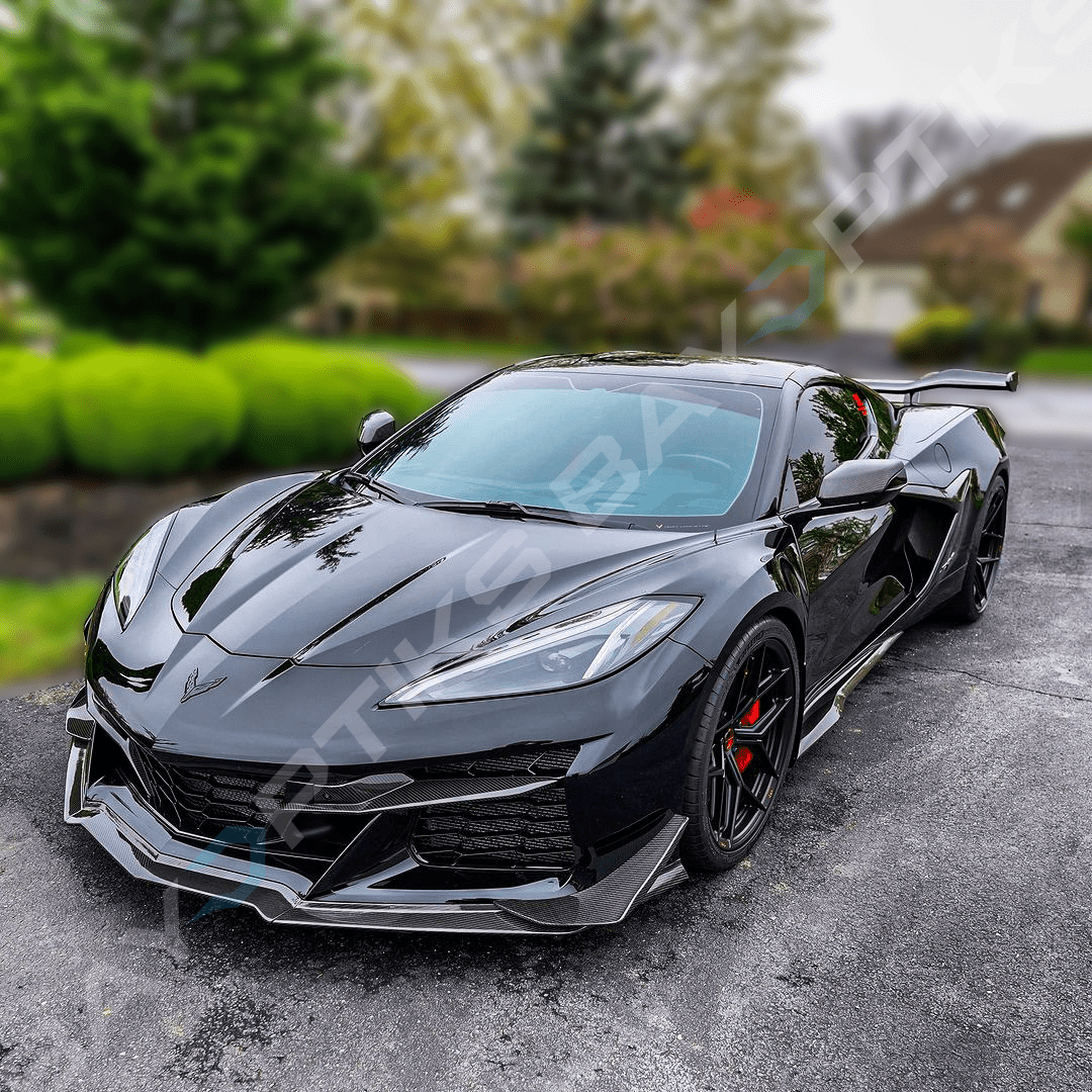 Carbon Fiber Front Splitter & Canard Kit For Corvette C8 Z06 E-ray 2023-2025 – Z07 Style