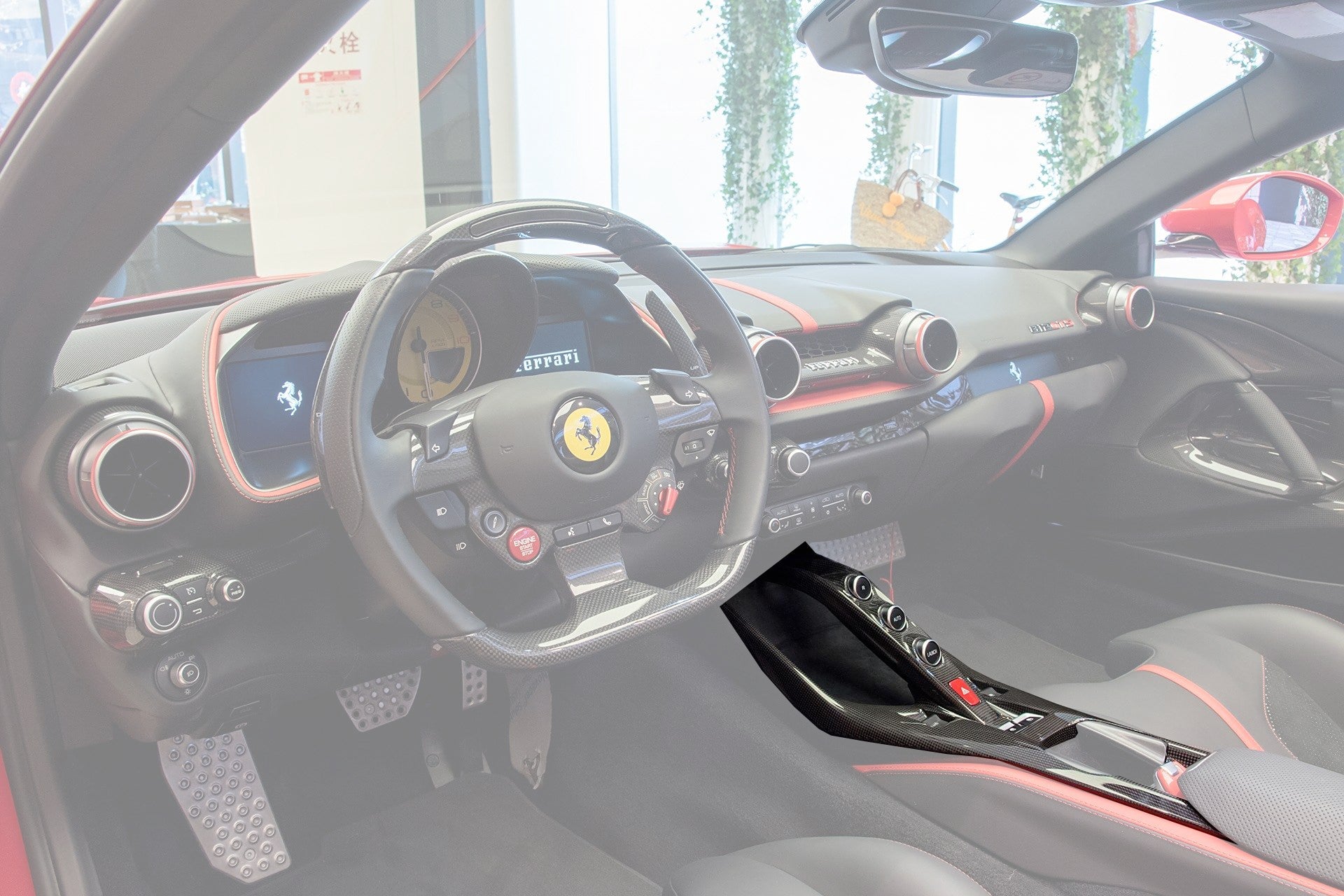 2017-2024 Ferrari 812 Superfast & GTS OE Style Dry Carbon Fiber Bridge Support & Windows Switches Panel - Carbonado
