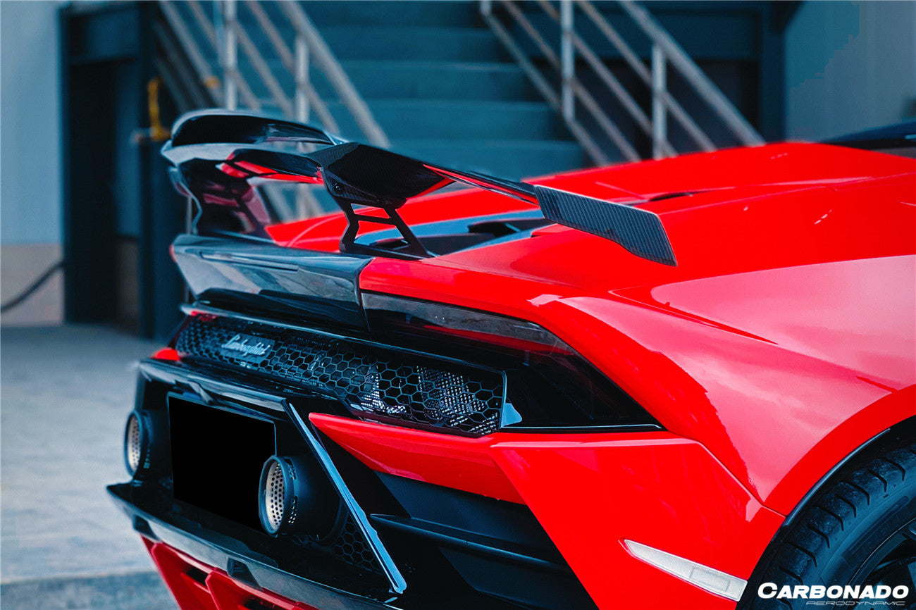 2015 - 2025 Lamborghini Huracan LP610 & LP580 & EVO & Tecnica MD Style Carbon Fiber Trunk Spoiler with Base