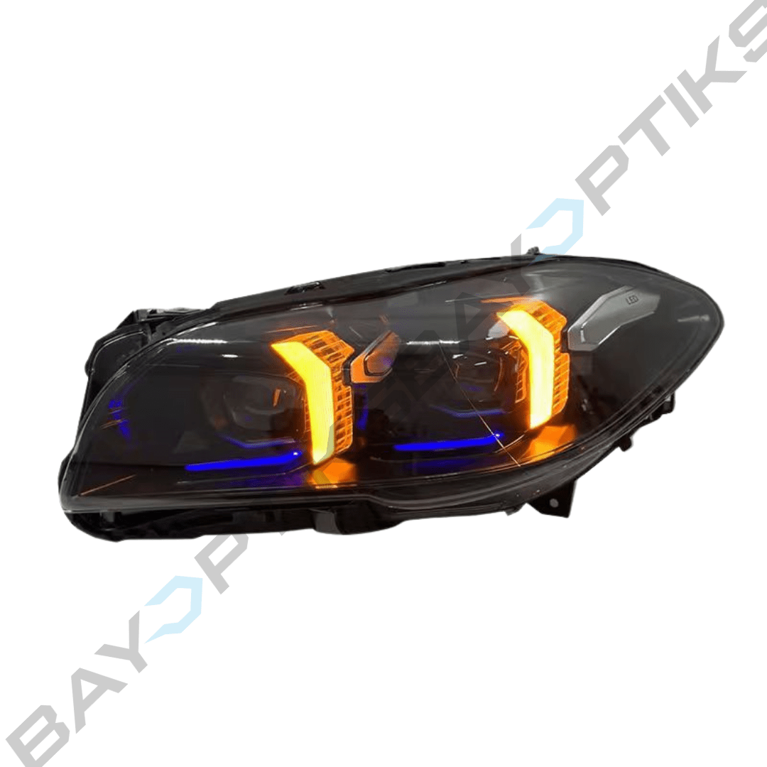 BMW 5 Series F10 Snake Eyes Style Yellow White LED Headlights 2010-2017