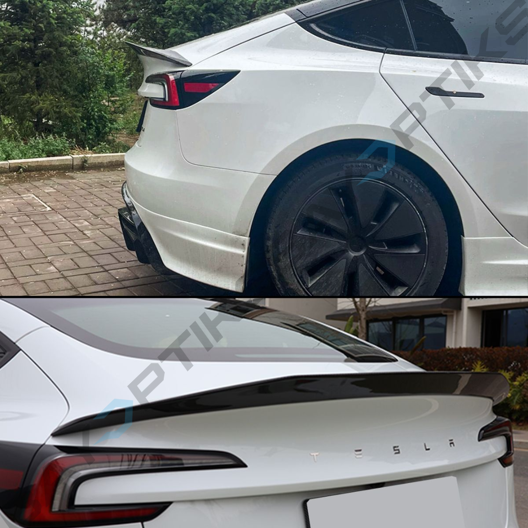 2024-2025 Tesla Model 3 Highland V Style Caron Fiber High Kick Trunk Spoiler