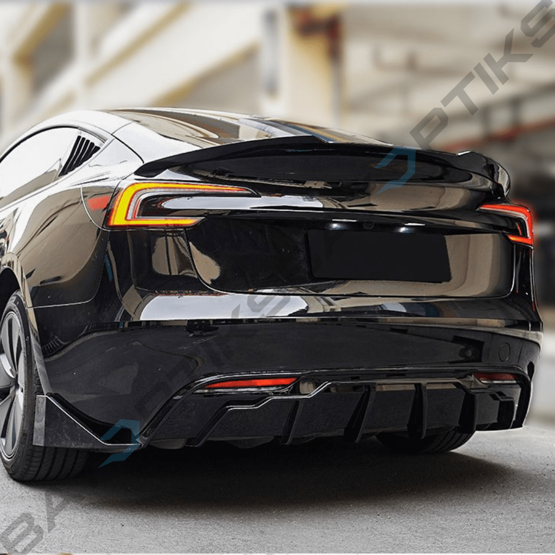 2024-2025 Tesla Model 3 Highland V Style Glossy Black High Kick Trunk Spoiler