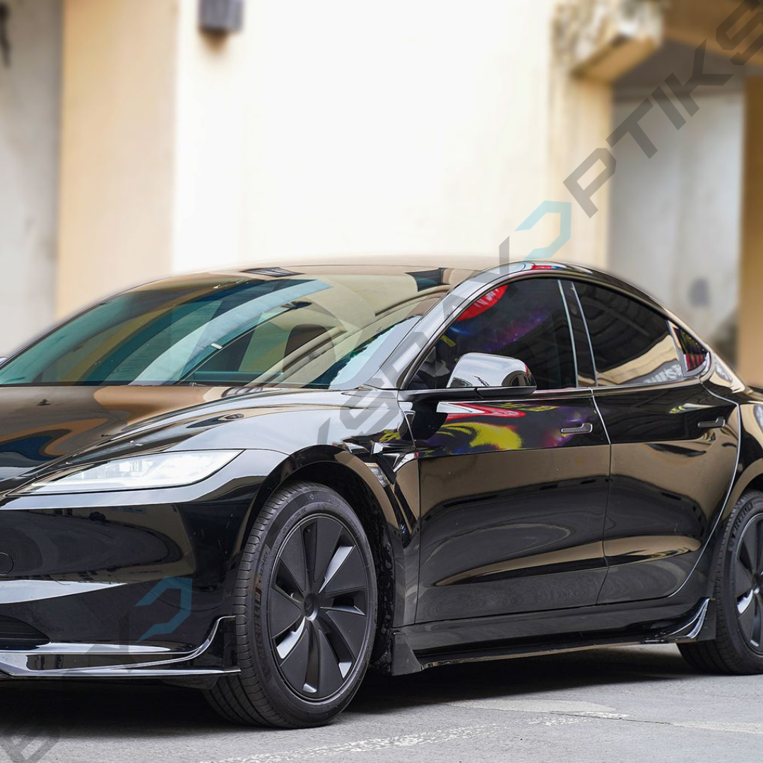 2024-2025 Tesla Model 3 Highland Winglet Style Gloss Black Side Skirt Extension