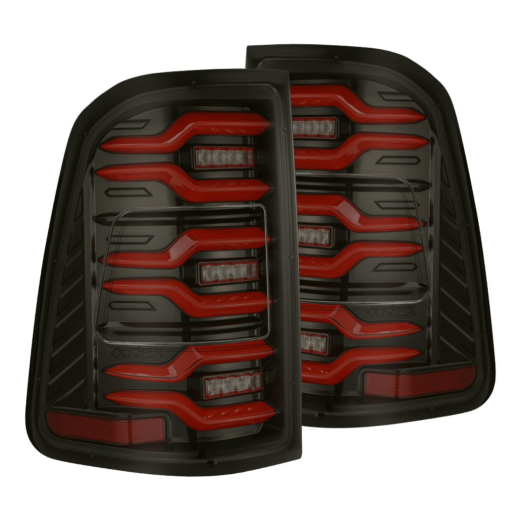 25 Ram 1500 LUXX-Series LED Tail Lights Black Red | AlphaRex