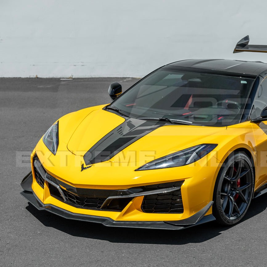 Chevrolet Corvette C8 Z06 Z07 Style Dry Carbon Fiber Extended Front Lip Splitter Canards 2023-Present
